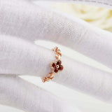 1ct Round Red Garnet Engagement Ring Open Link Shank Floral 14k Rose Gold Finish