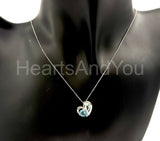 1ct Pear Simulated Aquamarine Heart Shape Valentine Pendant 14k WhiteGold Plated