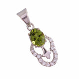 2.3ct Green Peridot Pendant Oval Cut Stylish 14k White Gold Finish NO CHAIN