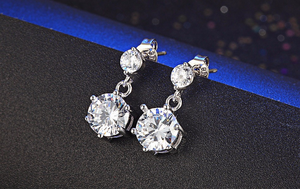 2.3ct Round Cut Diamond Crystal Party Wear Drop Earrings 14k White Gold Finish