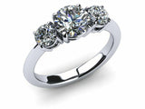 1.5ct Round Cut Diamond Three Stone Style Engagement Ring 14k White Gold Finish