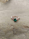 1.2ct Engagement Ring Round Cut Green Emerald Infinity Wave 14k Rose Gold Finish