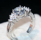 2.5ct Round Cut Diamond Engagement Ring 14k White Gold Finish Trilogy Vintage