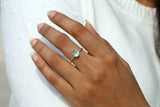 1ct Engagement Ring Pear Cut Blue Aquamarine Solitaire 14k Yellow Gold Finish