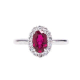 2ct Oval Cut Pink Ruby Engagement Ring Diamond Halo Solitaire 14k WhiteGold Over