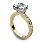 2ct Round Cut Diamond Bezel Setting Women Engagement Ring 14k Gold Finish