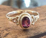 1.5ct Oval Purple Amethyst Antique Filigree Solitaire Ring 14k YellowGold Finish