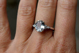 1.65ct Engagement Ring Oval Cut Diamond Petite Solitaire 14k White Gold Finish