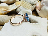 2.3ct Engagement Ring Cushion Cut Blue Topaz Solitaire 14k Yellow Gold Finish