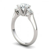 2ct Round Cut VVS1D Diamond Pear Accent Engagement Ring 14k White Gold Finish