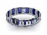 2ct Emerald Cut Blue Sapphire Eternity Wedding Band Ring 14k White Gold Finish