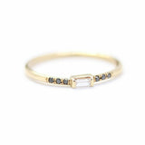 0.3ct Baguette Cut Diamond Engagement Ring Minimalist 14k Yellow Gold Finish