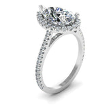 3.8ct Pear Cut Diamond Engagement Ring Accent Solitaire Halo 14k White Gold Over