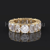 4ct Multi Cut Simulated Diamond Iced Full Eternity Wed Band 14k WhiteGold Plated