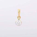 1ct Diamond Pendant Round Cut Bezel Set Solitaire 14k Yellow Gold Over NO CHAIN