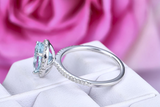 2ct Pear Blue Aquamarine Engagement Ring Diamond Halo Women 14k White Gold Over