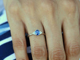 2ct Oval Sapphire Diamond Petite Round Accents Solitaire Ring 14k WhiteGold Over