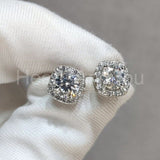 1.5ct Round Cut Moissanite Halo Stud Earrings For Women 14K White Gold Plated