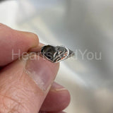 Baby Engraved Heart Signet Engagement Ring 14k White Gold Plated