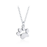 Stylish Teens Cute Pet Dog Footprint Paw Chain Pendant 14k White Gold Finish