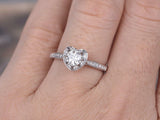 1ct Round Cut VVS1 Diamond Heart Solitaire Engagement Ring 14k White Gold Finish