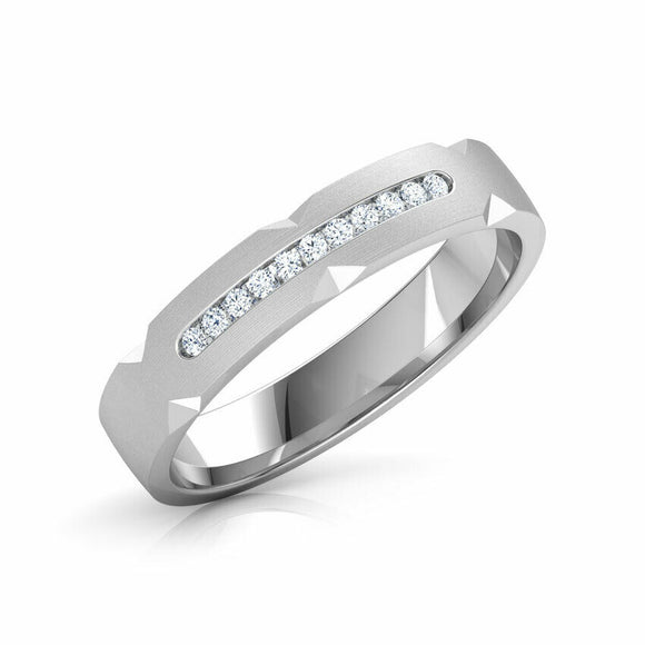 0.5ct Wedding Ring Band Round Cut Diamond Geometric 14k White Gold Finish