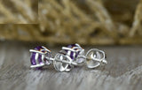 2ct Round Cut Purple Amethyst Screw Back Women Stud Earrings 14k White Gold Over