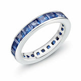 4ct Princess Cut Blue Sapphire Wedding Band Ring Anniversary 14k White Gold Over