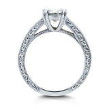 3Ct Cushion Cut Diamond Vintage Engagement Ring 14K White Gold Over Round Accent