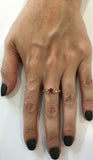 1ct Round Cut Pink Ruby Floral Petal Solitaire Engagement Ring 14k RoseGold Over