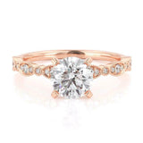 1.5ct Round Cut Diamond Engagement Ring Milgrain Solitaire 14k Rose Gold Finish