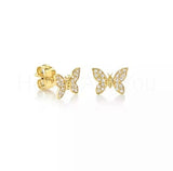 0.5ct Round Cut Moissanite Butterfly Design Stud Earrings 14K White Gold Plated