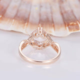 1.5ct Cushion Peach Morganite Twisted Shank Engagement Ring 14k Rose Gold Finish