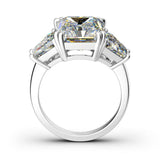 4Ct Radiant Trapezoid Diamond Three Stone Engagement Ring 14K White Gold Finish