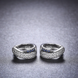 2Ct Round Cut Diamond Blue Sapphire Stylish Huggies Earrings 14K White Gold Over