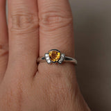 1ct Trillion Cut Yellow Citrine Unique Design Engagement Ring 14k WhiteGold Over