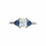 2ct Radiant Diamond Engagement Ring Sapphire Accent Trilogy 14k White Gold Over