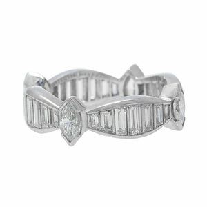 4Ct Baguette Cut VVS1 Diamond Unique Eternity Wedding Band 14K White Gold Finish