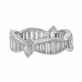 4Ct Baguette Cut VVS1 Diamond Unique Eternity Wedding Band 14K White Gold Finish