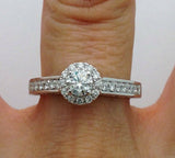 3Ct Round Cut Diamond Accents Stylish Halo Engagement Ring 14K White Gold Finish