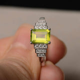 2ct Emerald Green Peridot Promise Wedding Engagement Ring 14k White Gold Finish