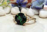 2ct Engagement Ring Round Cut Emerald Round Diamond Petite 14k YellowGold Finish