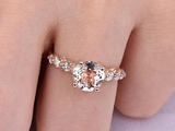 1.3ct Round Cut Morganite Engagement Ring Diamond Accents 14k Rose Gold Finish