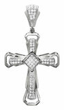 0.65ct Round Cut VVS1D Diamond Pendant Unique Cross Charm 14k White Gold Finish