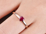 0.4ct Heart Cut Pink Ruby Engagement Ring Solitaire Promise 14k Rose Gold Finish