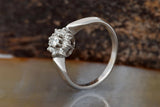 Cluster Flower Engagement Ring 1.3ct Round Cut Diamond 14k White Gold Finish