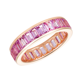 5.5Ct Emerald Cut Pink Sapphire Full Eternity Wedding Band 14K Rose Gold Finish