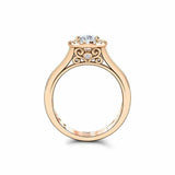 Halo Solitaire with Accents Ring 1.25ct Oval Cut Diamond 14k Rose Gold Finish