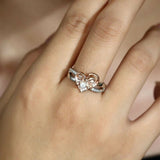 1Ct Round Cut Diamond Heart Knot Split Shank Engagement Ring 14K White Gold Over