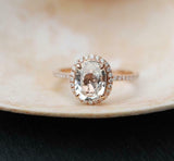 1.5ct Engagement Ring Oval Cut Diamond Halo Solitaire 14k Rose Gold Finish